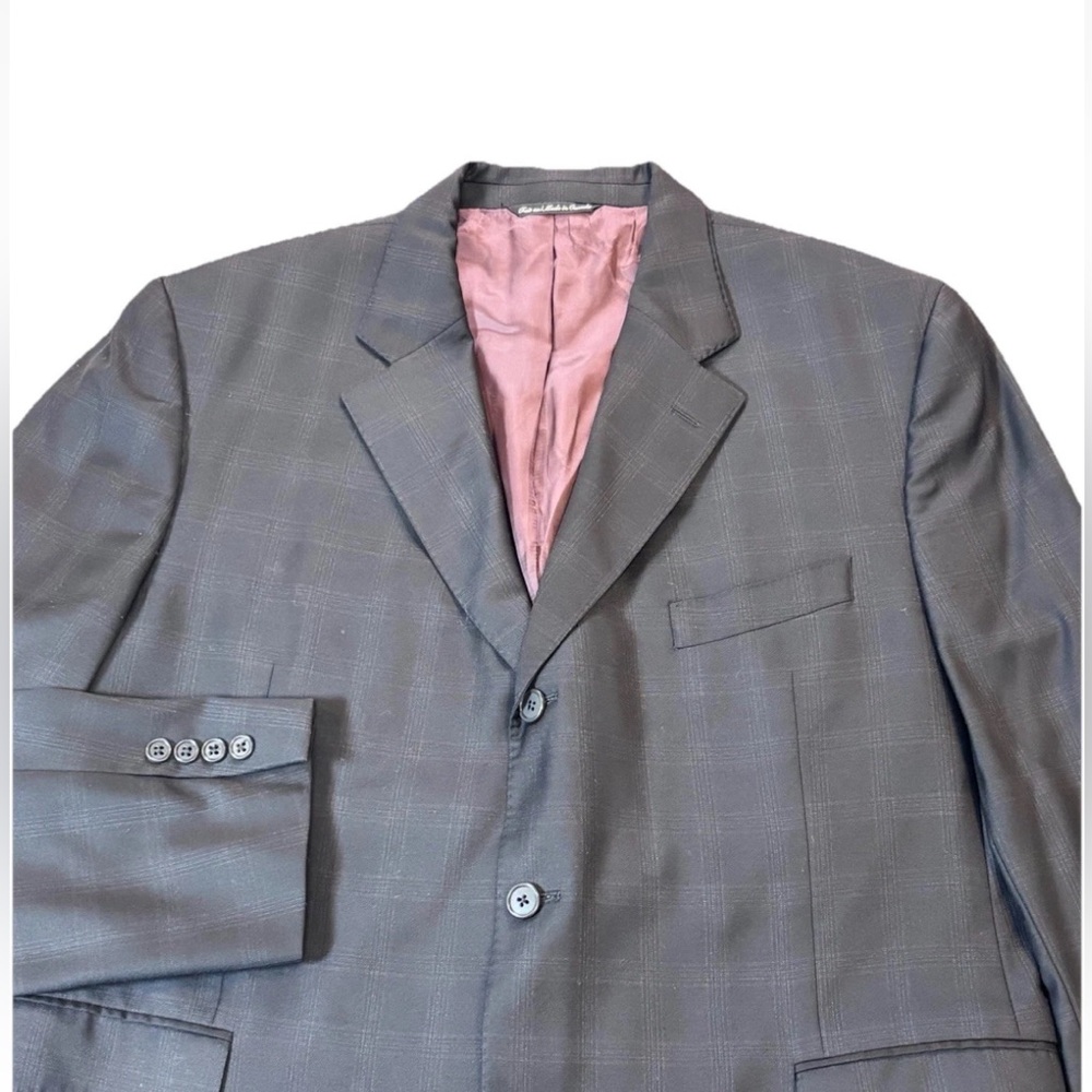 Jack Victor Loro Piana‎ Blazer Men’s 44r Black Windowpane Plaid Wool
